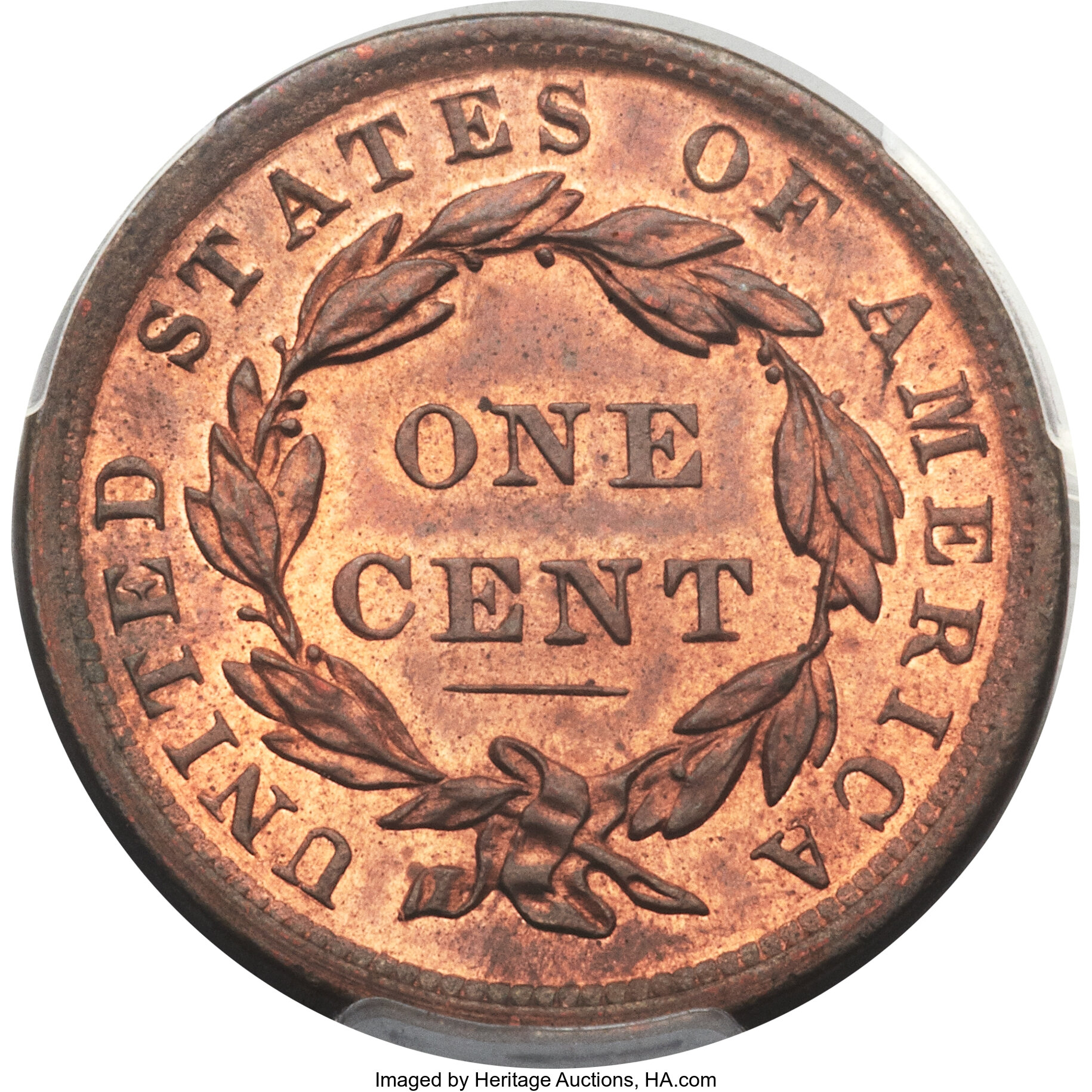 image for: 1839 1C Silly Head, N-9, R.2, MS65 Red and Brown PCGS. CAC....