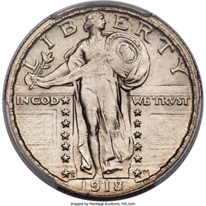 image for: 1918/7-S 25C AU58 Full Head PCGS....