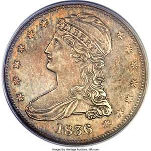 image for: 1836 50C Reeded Edge PR62 PCGS. GR-1, Low R.7 as a proof....