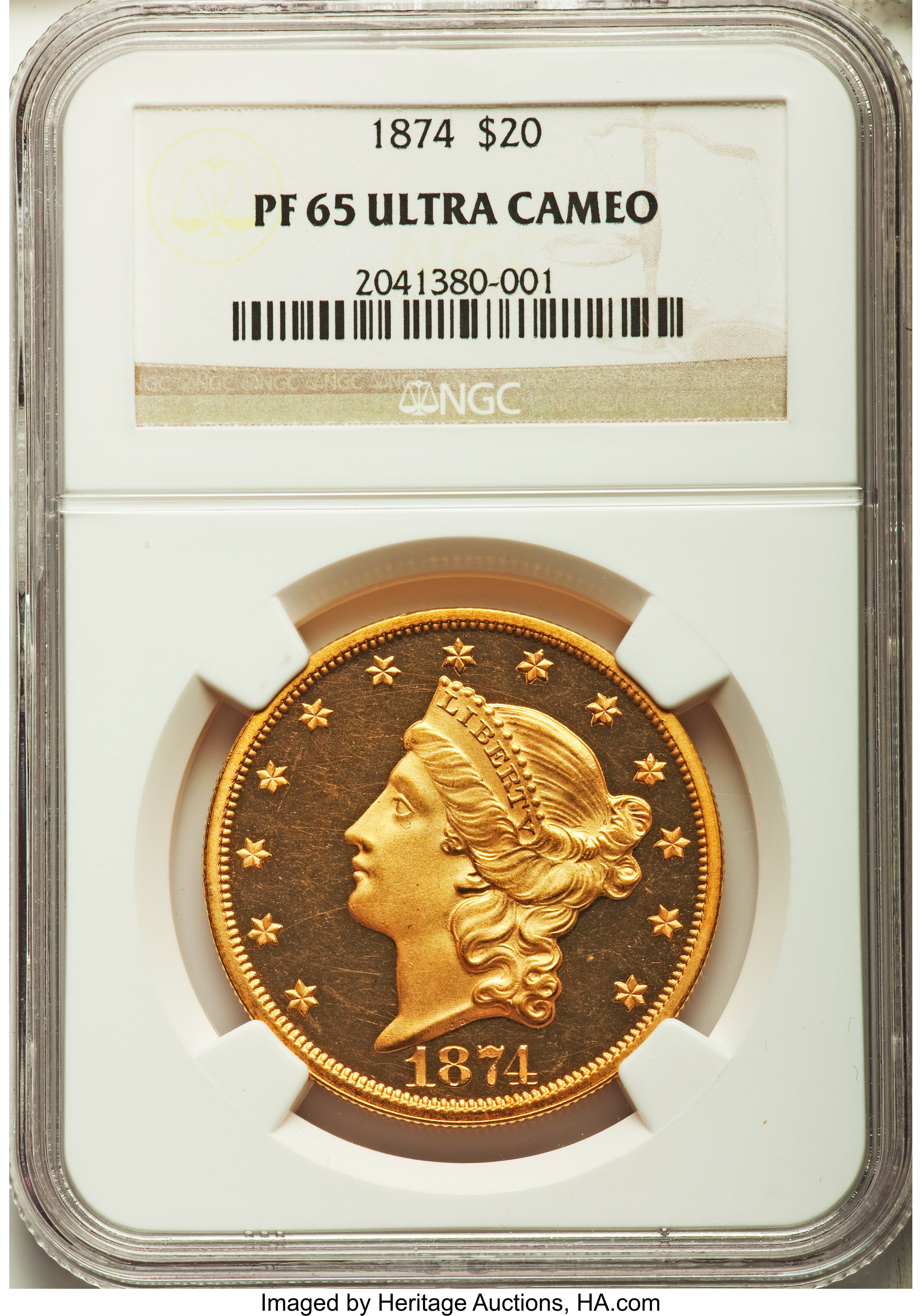 image for: 1874 $20 PR65 Ultra Cameo NGC....