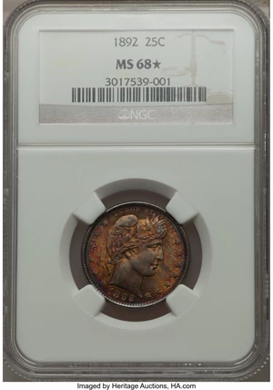 image for: 1892 25C MS68 ★ NGC....