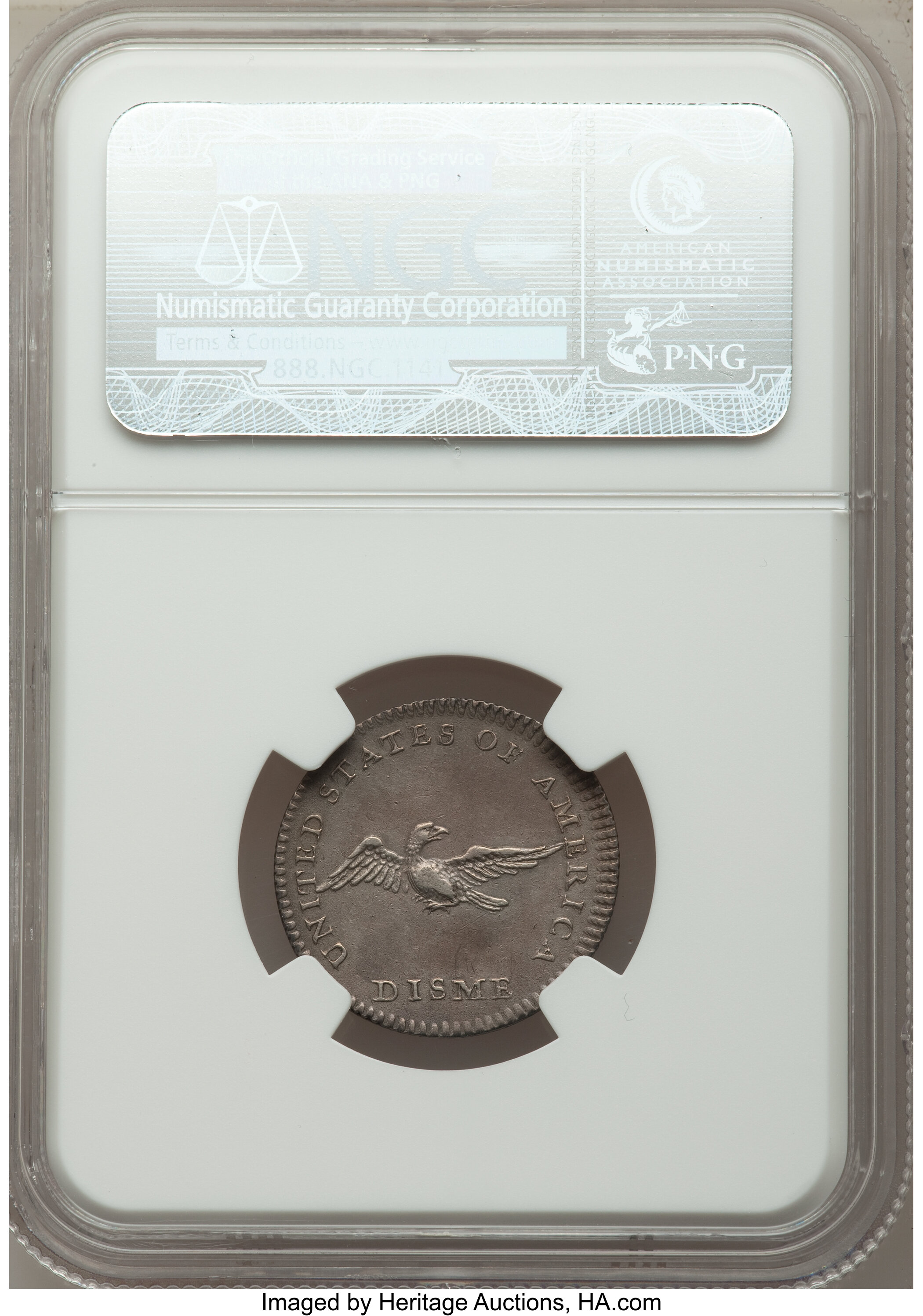 image for: 1792 P10C Silver Disme, Judd-9, Pollock-10 AU50 NGC....