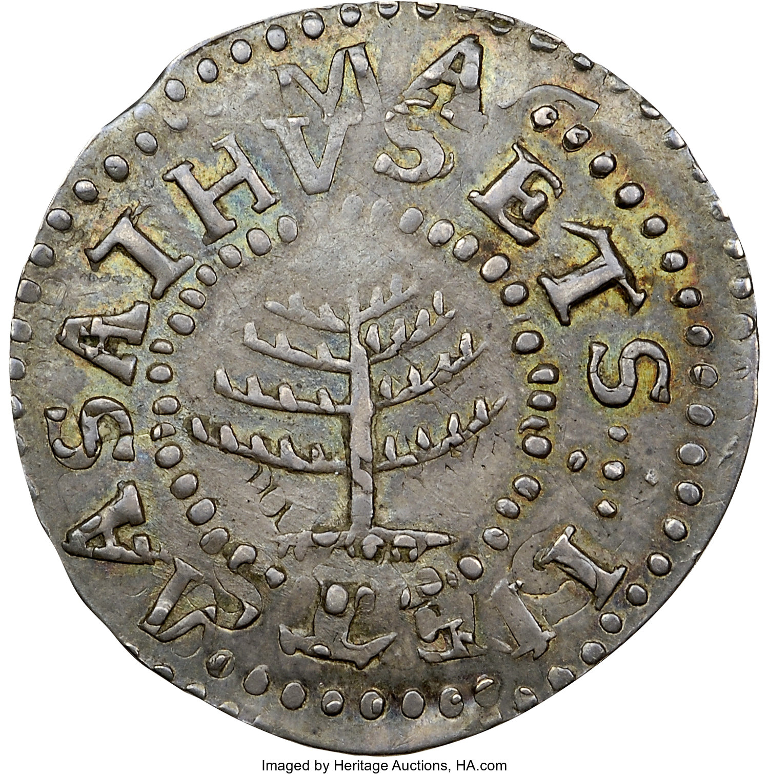 1652 SHILNG Pine Tree Shilling, Small Planchet MS62 NGC. CAC. Noe-26, W-900, R.5. ...
