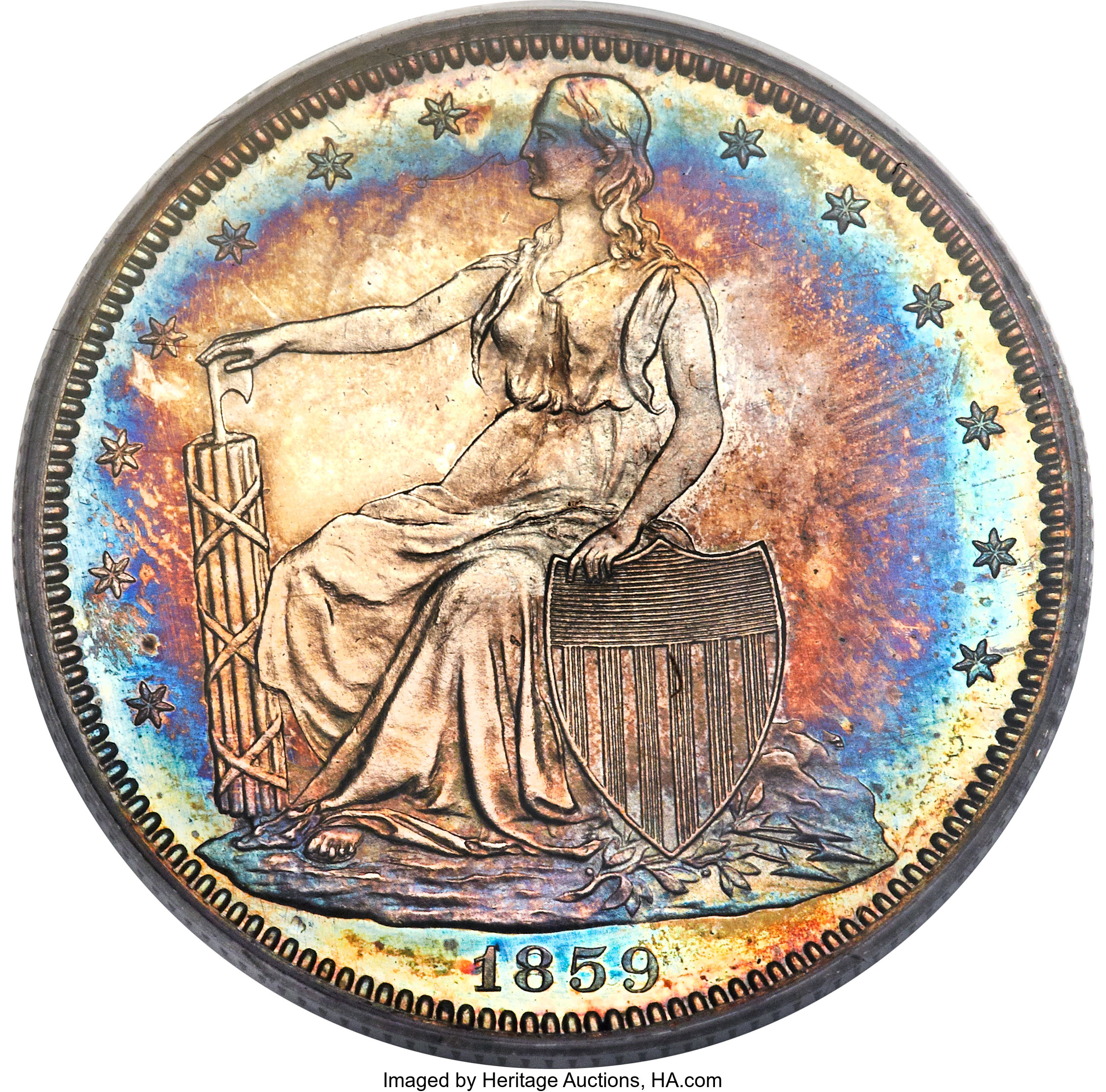 image for: 1859 P50C Half Dollar, Judd-247, Pollock-286, High R.7, PR64 PCGS. CAC....