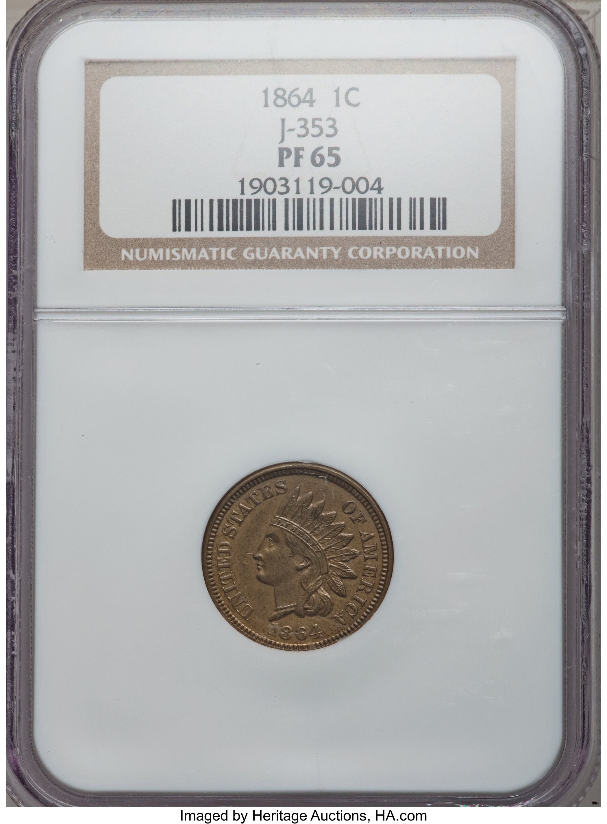 image for: 1864 1C One Cent, Judd-353, Pollock-425, Low R.6, PR65 NGC....