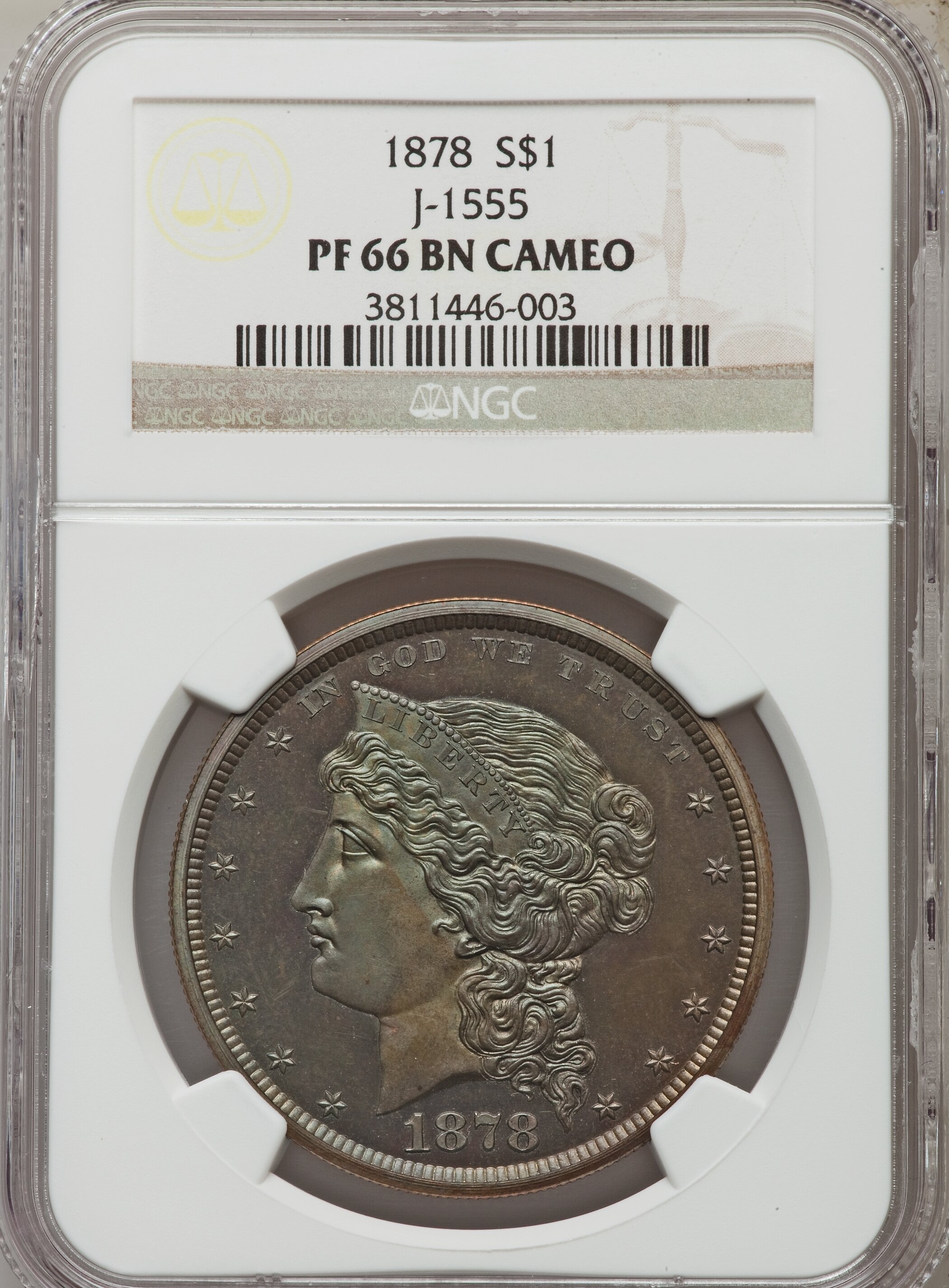 image for: 1878 $1 Dollar, Judd-1555, Pollock-1734, Low R.7, PR66 Brown Cameo NGC....