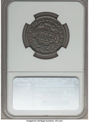 image for: 1838 1C N-1, R.1, -- Obverse Struck Thru -- VG8 NGC. NGC Census: (1/32). PCGS Population (0/10). Mintage: 6,370,200....