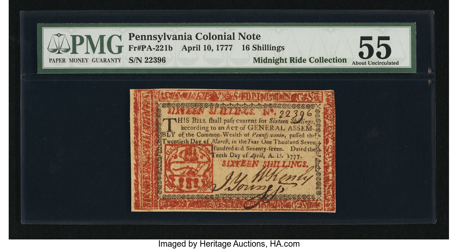 image for: Pennsylvania April 10, 1777 16s PMG About Uncirculated 55....