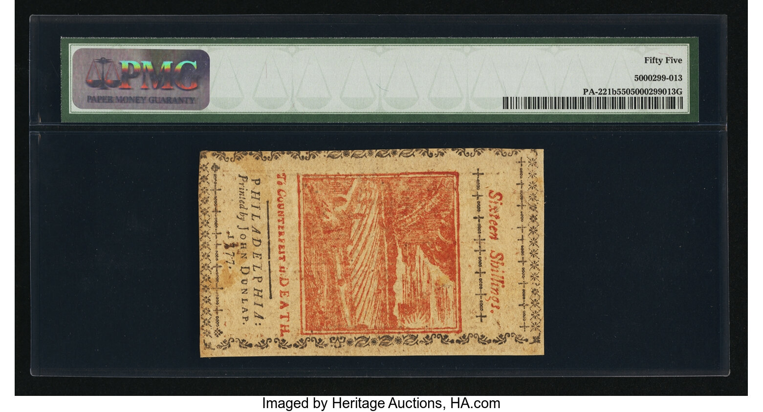 image for: Pennsylvania April 10, 1777 16s PMG About Uncirculated 55....