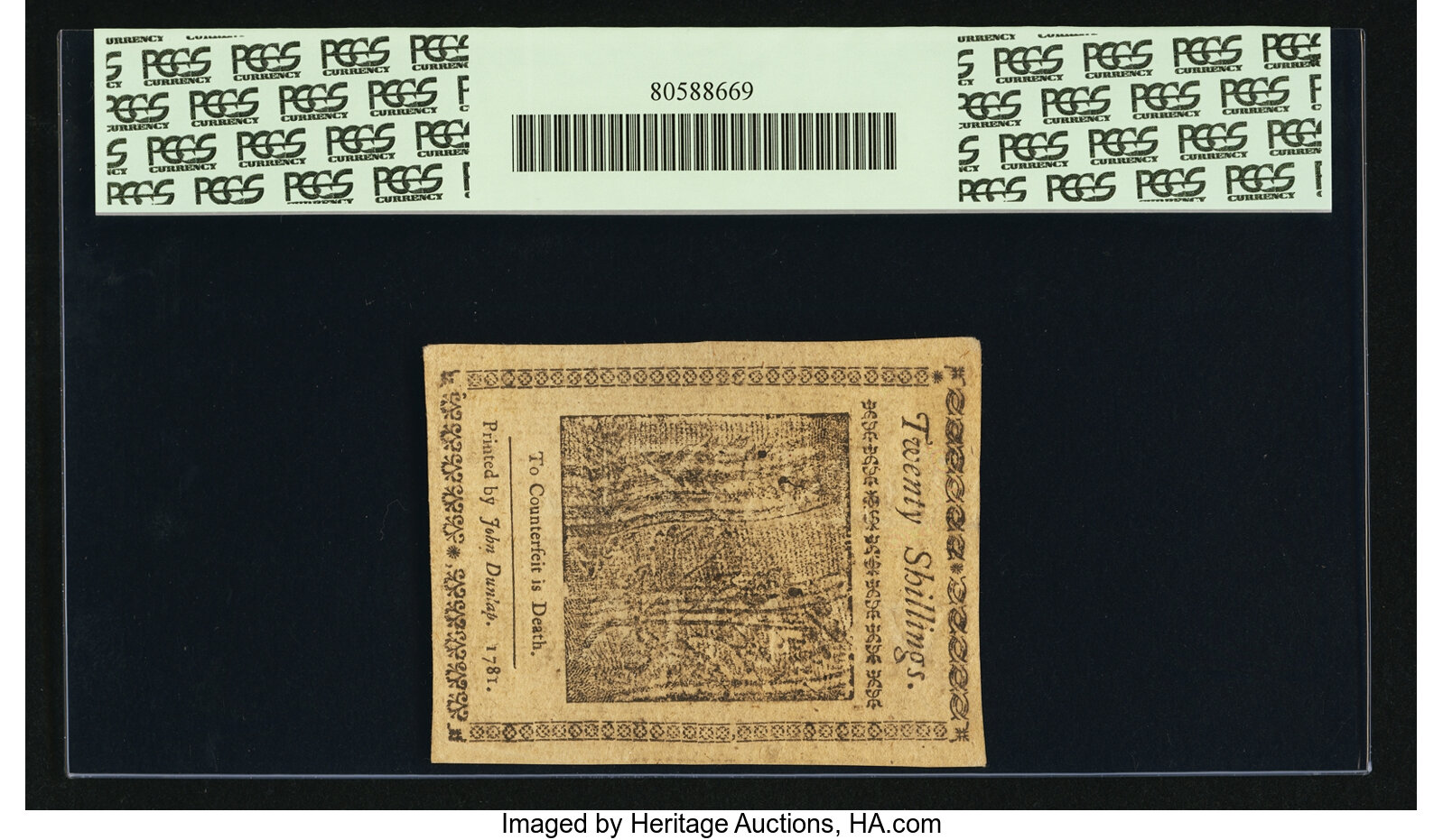 image for: Pennsylvania April 20, 1781 20s PCGS Apparent Choice About New 58....