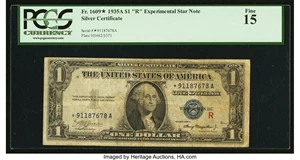image for: Fr. 1609* $1 1935A R Silver Certificate. PCGS Fine 15....