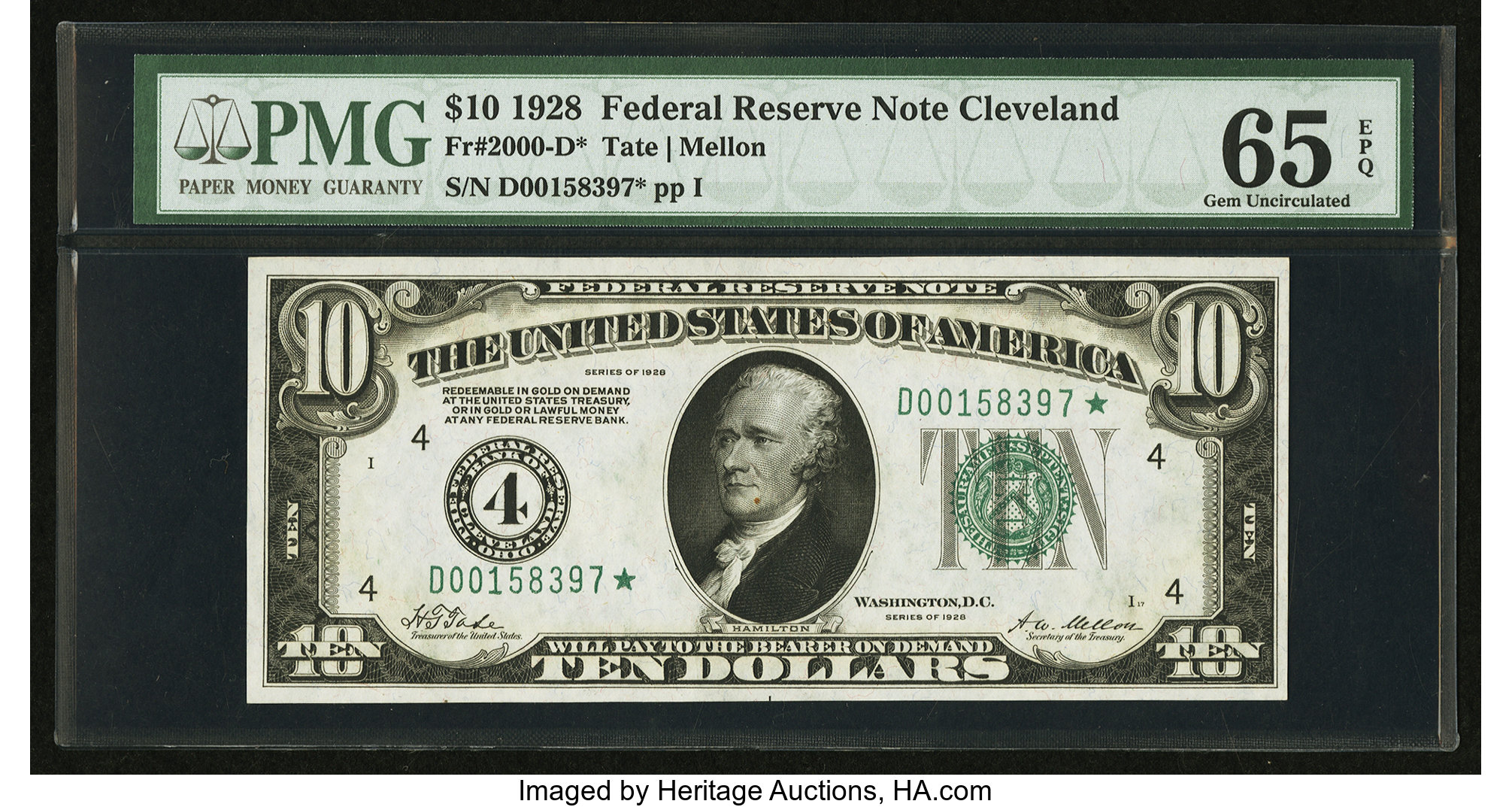 image for: Fr. 2000-D* $10 1928 Federal Reserve Note. PMG Gem Uncirculated 65 EPQ....