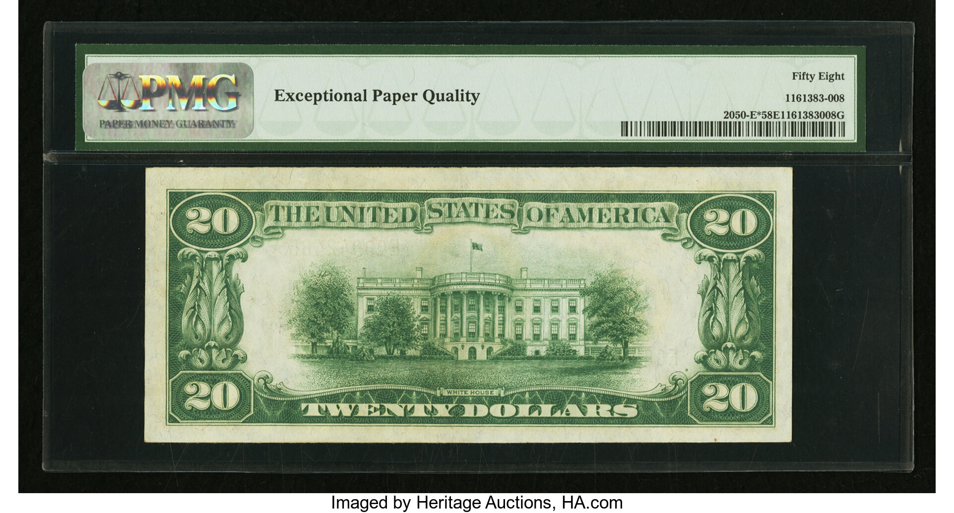 image for: Fr. 2050-E* $20 1928 Federal Reserve Note. PMG Choice About Uncirculated 58 EPQ....