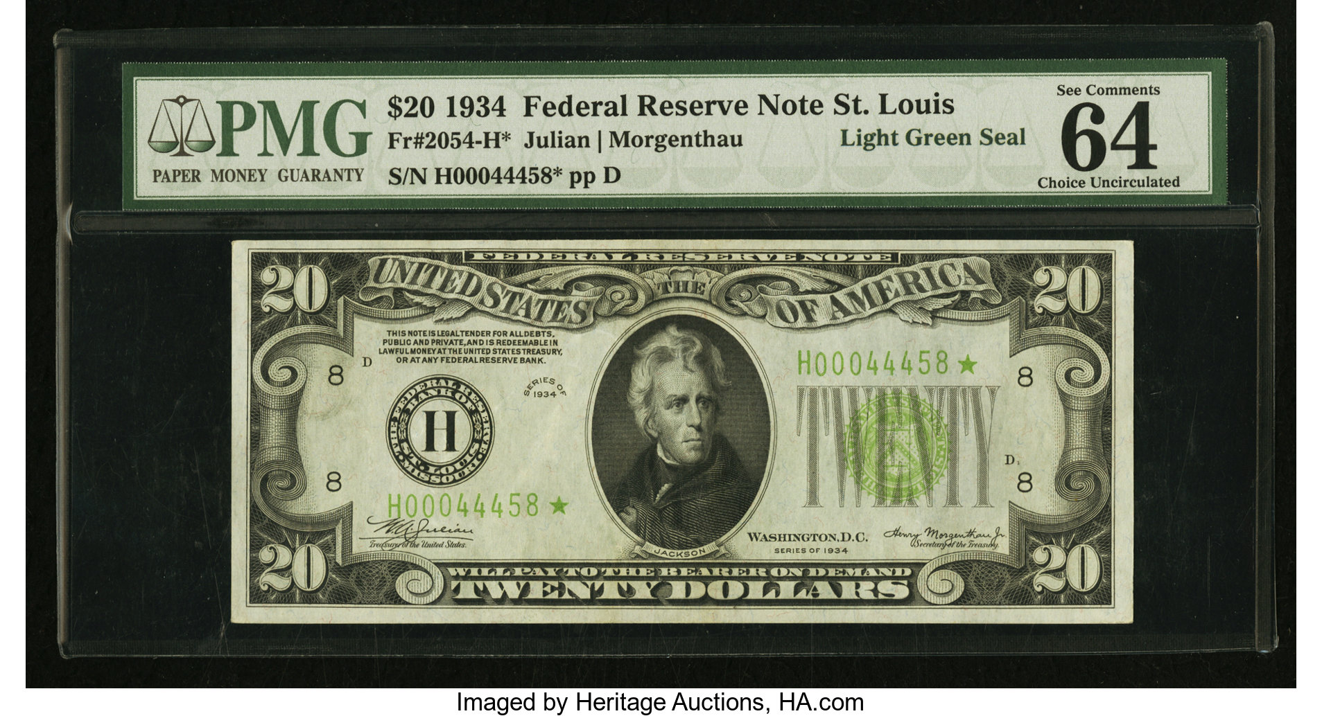 1934 $20 St. Louis, Star Replacement (Fr. 2054H*)