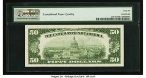 image for: Fr. 2106-B $50 1934D Mule Federal Reserve Note. PMG Gem Uncirculated 66 EPQ....