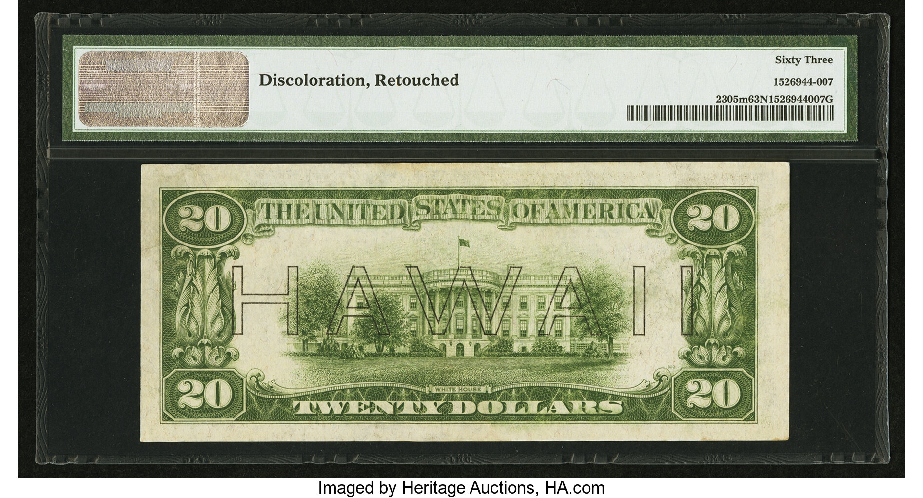image for: Fr. 2305 $20 1934A Mule Hawaii Federal Reserve Note. PMG Choice Uncirculated 63 Net....