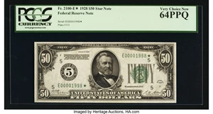image for: Fr. 2100-E* $50 1928 Federal Reserve Note. PCGS Very Choice New 64PPQ....