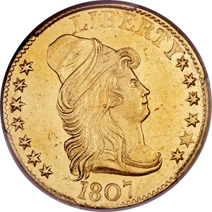 image for: 1807 $5 Bust Right MS61 PCGS. Large Date, BD-6, High R.4....