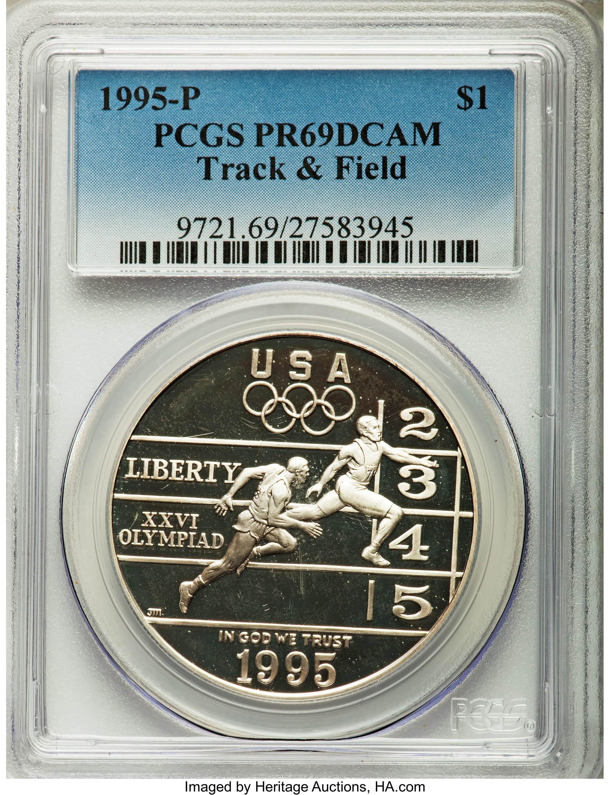 1996-P S$1 Atlanta Olympics Tennis PR DCAM PR69 DCAM thumbnail 12