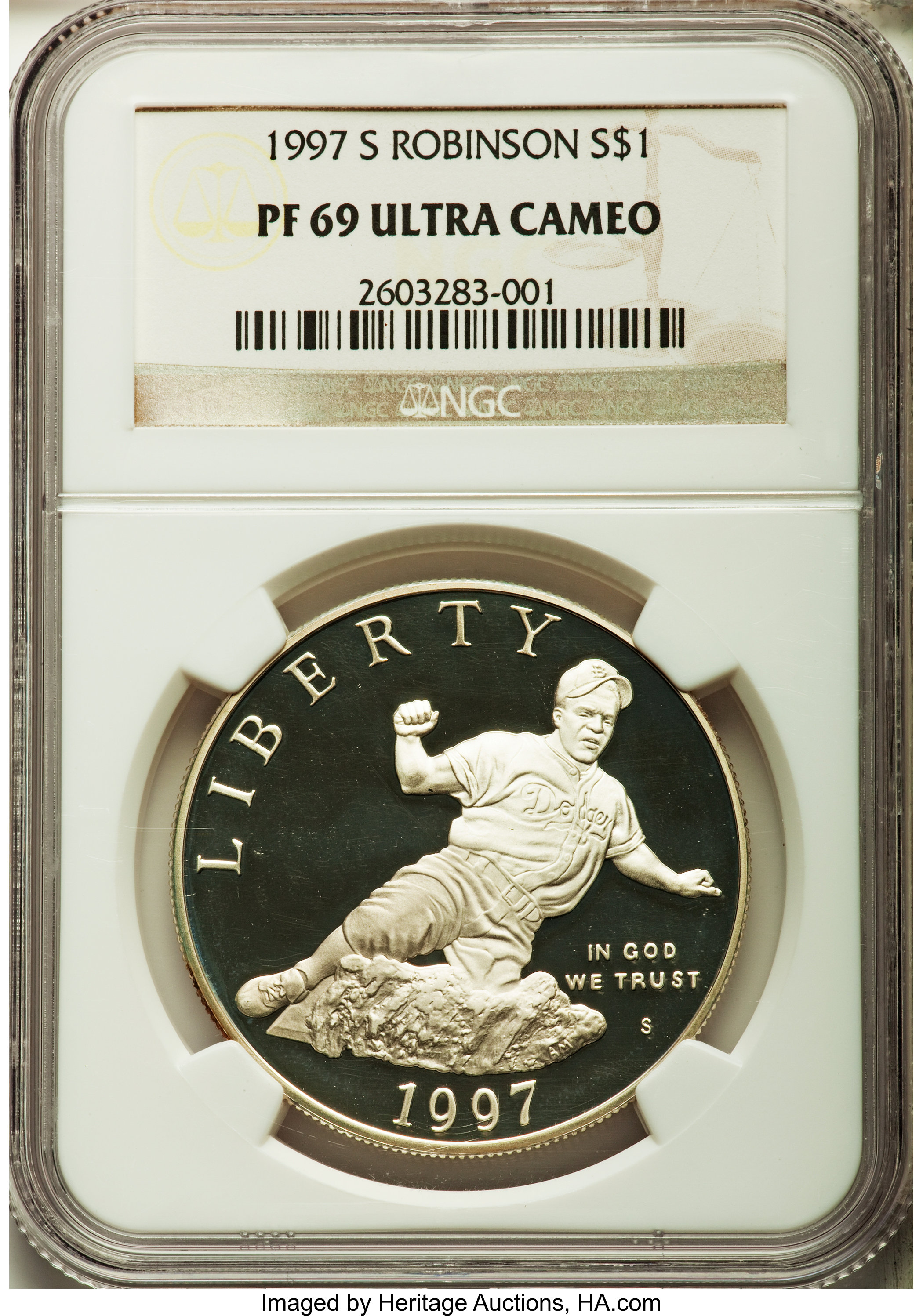 1994-S $1 World Cup Silver Dollar PR69 Deep Cameo PCGS. This lot also includes: 1997-S $1 Jackie Robinson Silver Dollar ... (Total: 2 coins)