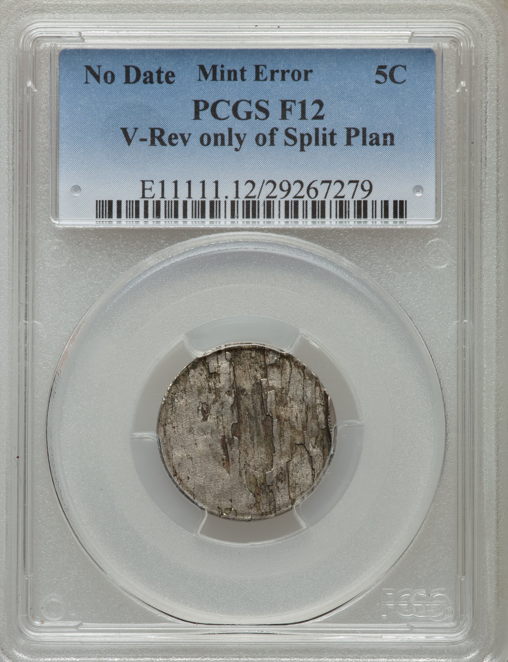 image for: No Date 5C Liberty Nickel -- Reverse Only of Split Planchet -- Fine 12 PCGS....