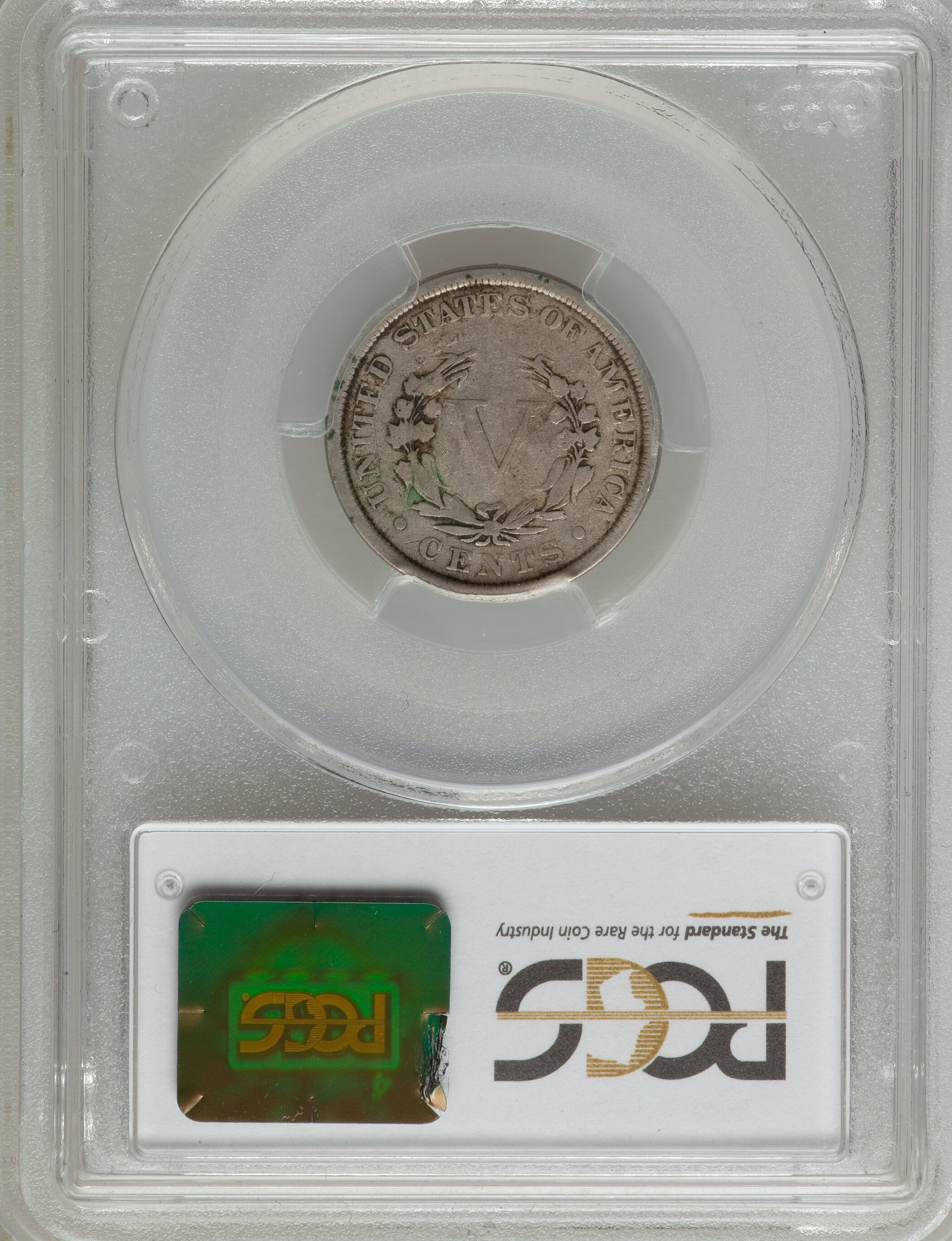 image for: No Date 5C Liberty Nickel -- Reverse Only of Split Planchet -- Fine 12 PCGS....