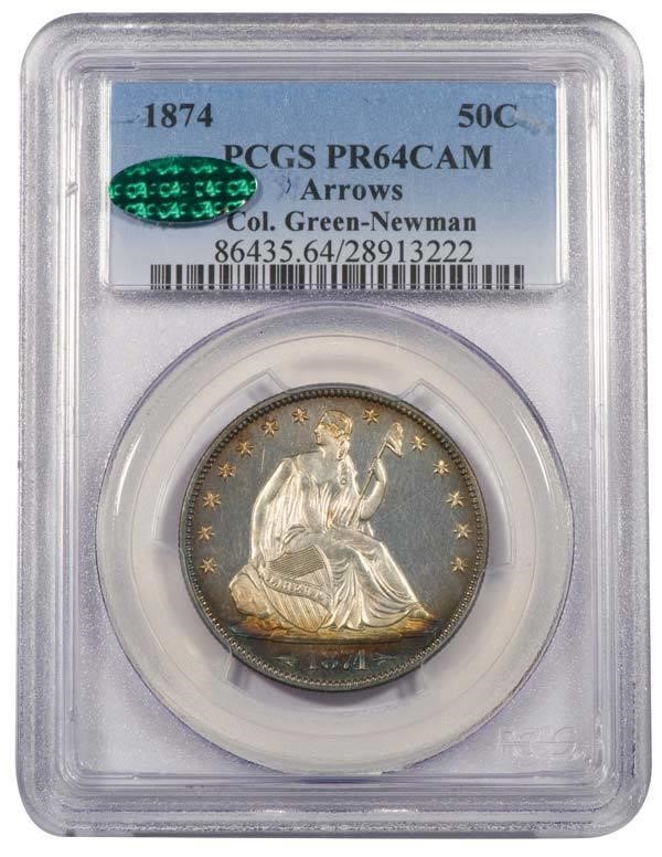 image for: 50C 1874 ARROWS PCGS PR64CAM CAC