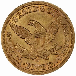 image for: $5 1860-S PCGS AU58