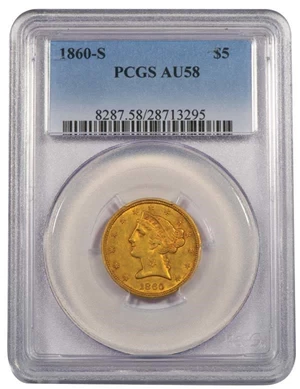 image for: $5 1860-S PCGS AU58