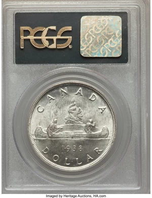 image for: George VI Dollar 1938 MS61 PCGS