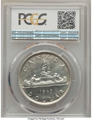 image for: George VI Dollar 1945 AU55 PCGS