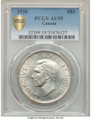 image for: George VI Dollar 1938 AU55 PCGS