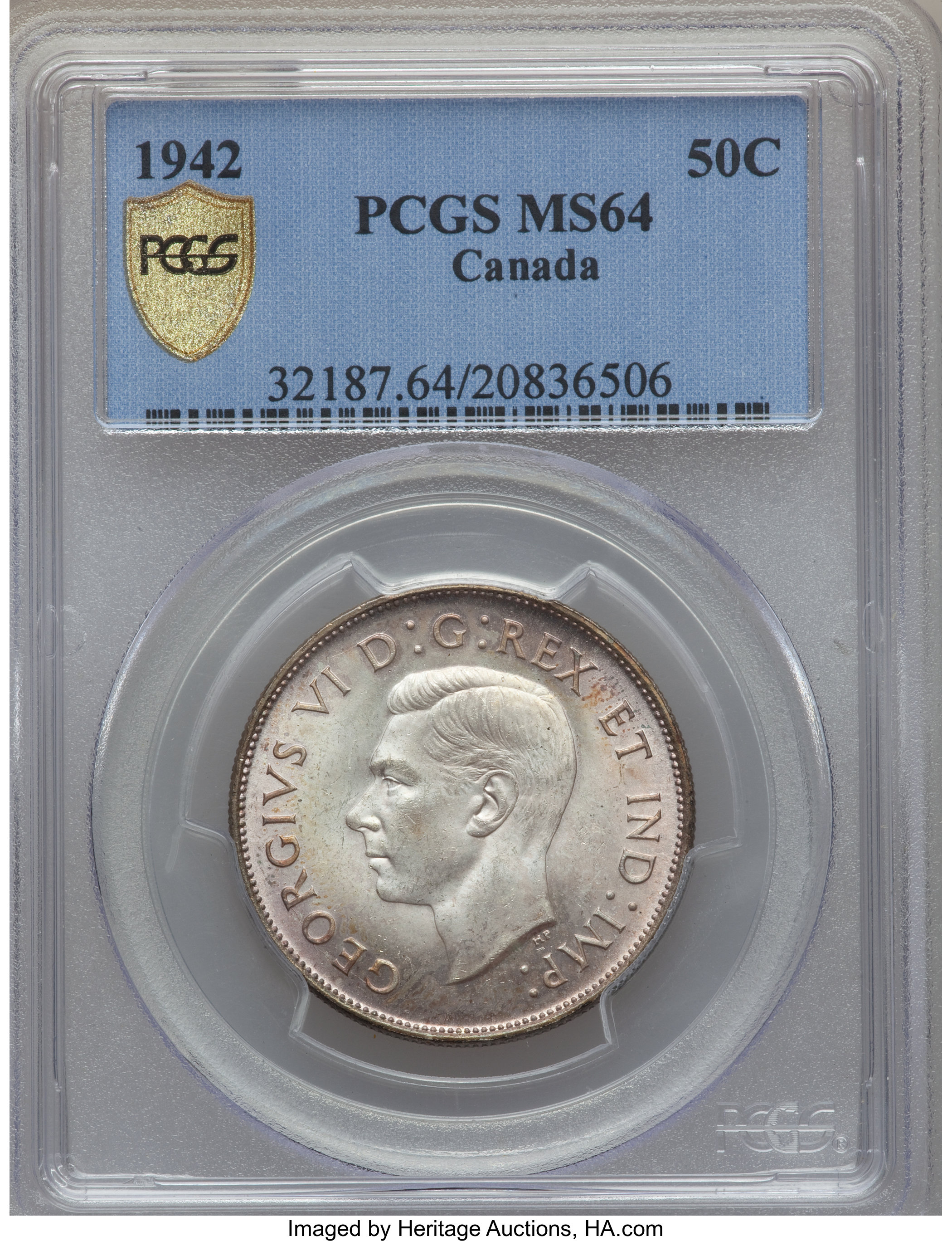 image for: George VI 50 Cents 1942 MS64 PCGS