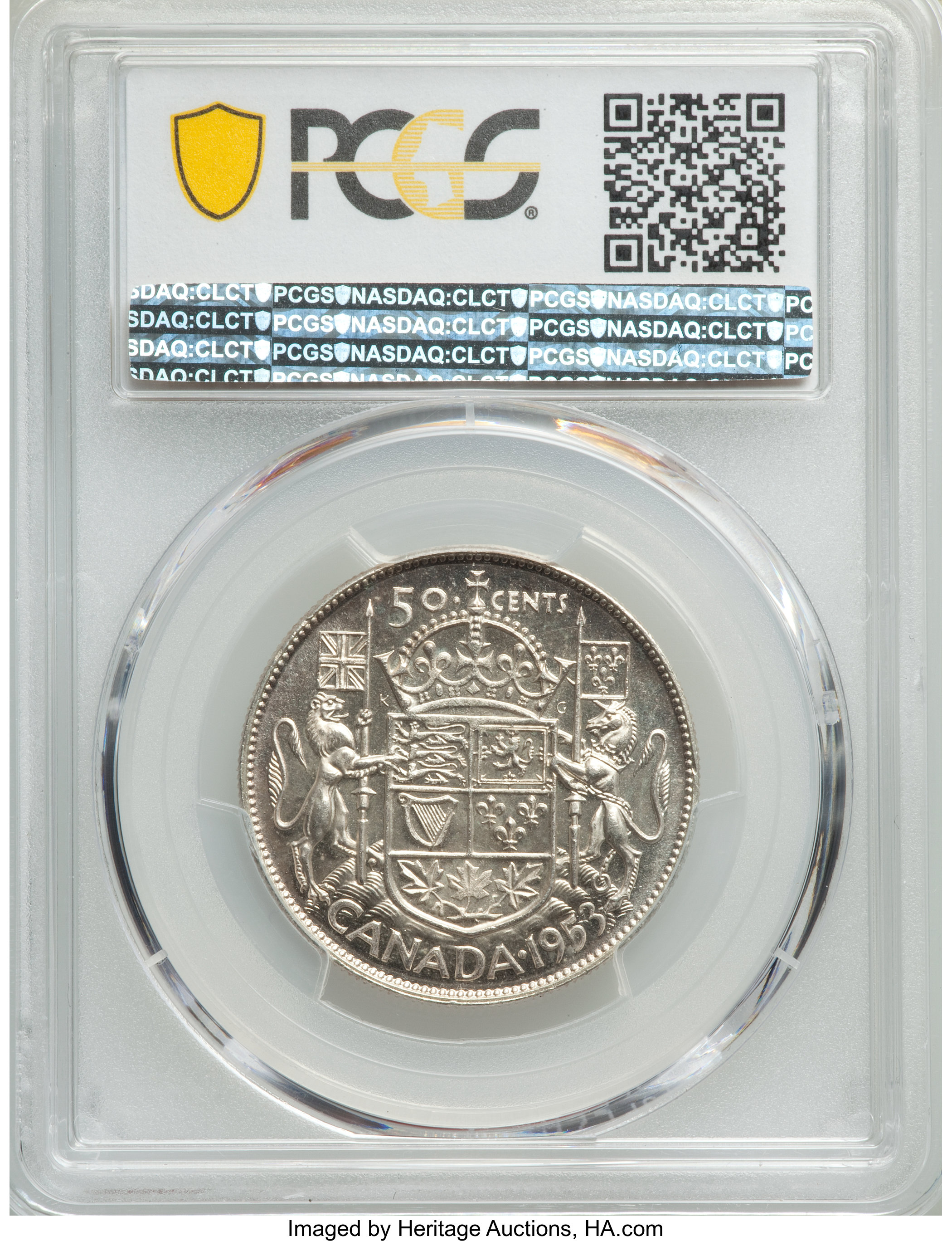 image for: Elizabeth II "Small Date - No Shoulder Fold" 50 Cents 1953 MS64 PCGS