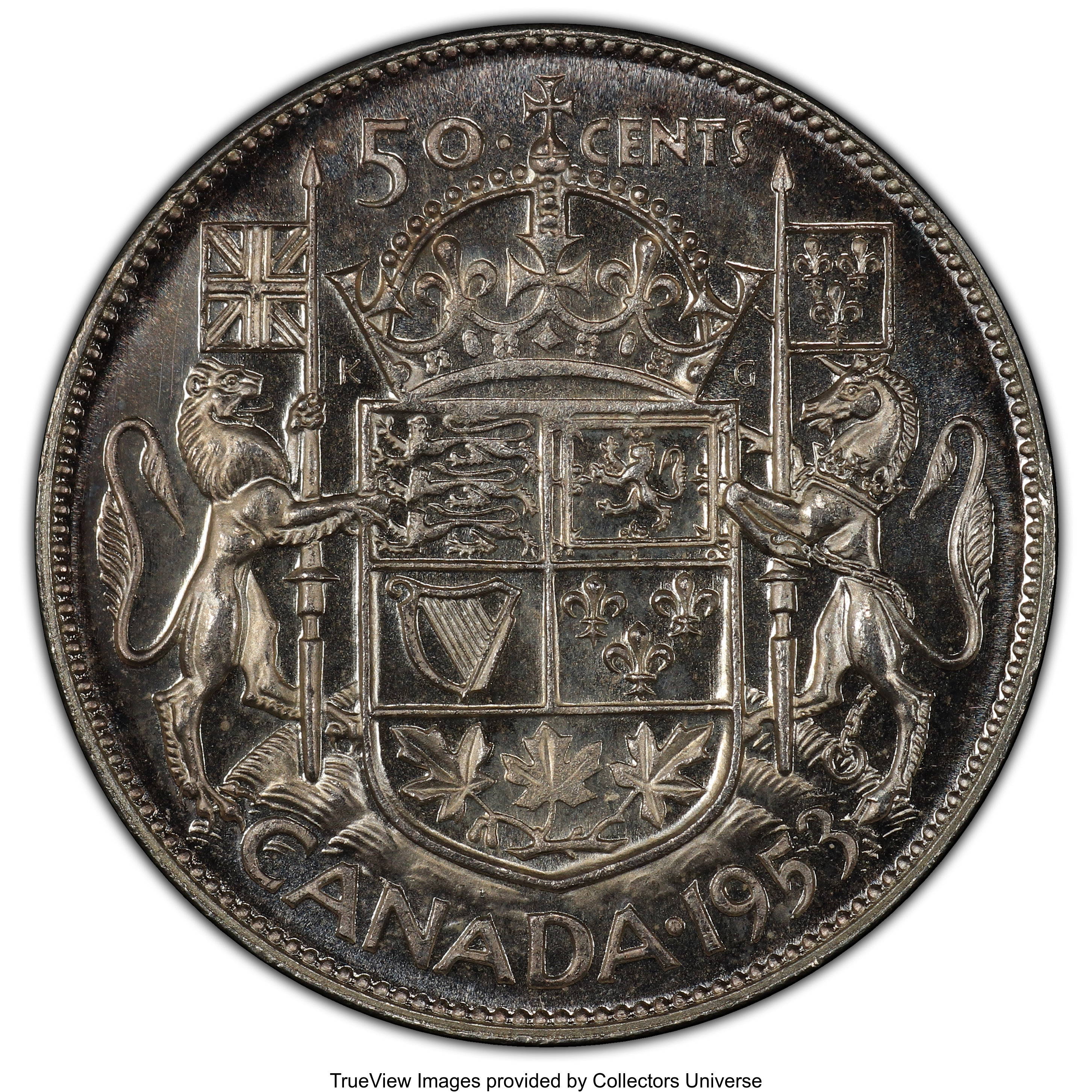 image for: Elizabeth II "Small Date - No Shoulder Fold" 50 Cents 1953 MS64 PCGS