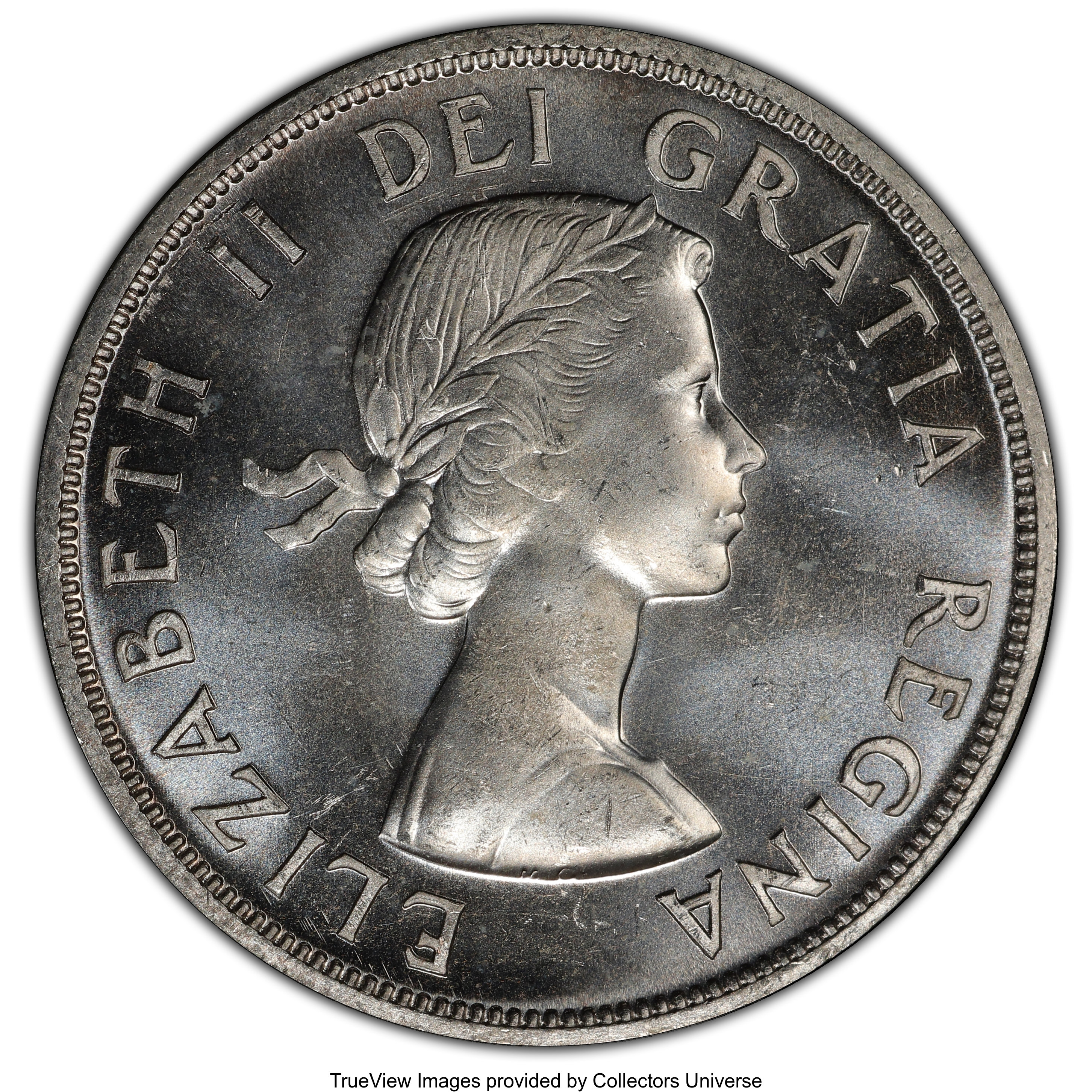 image for: Elizabeth II "One Waterline" Dollar 1957 MS65 PCGS