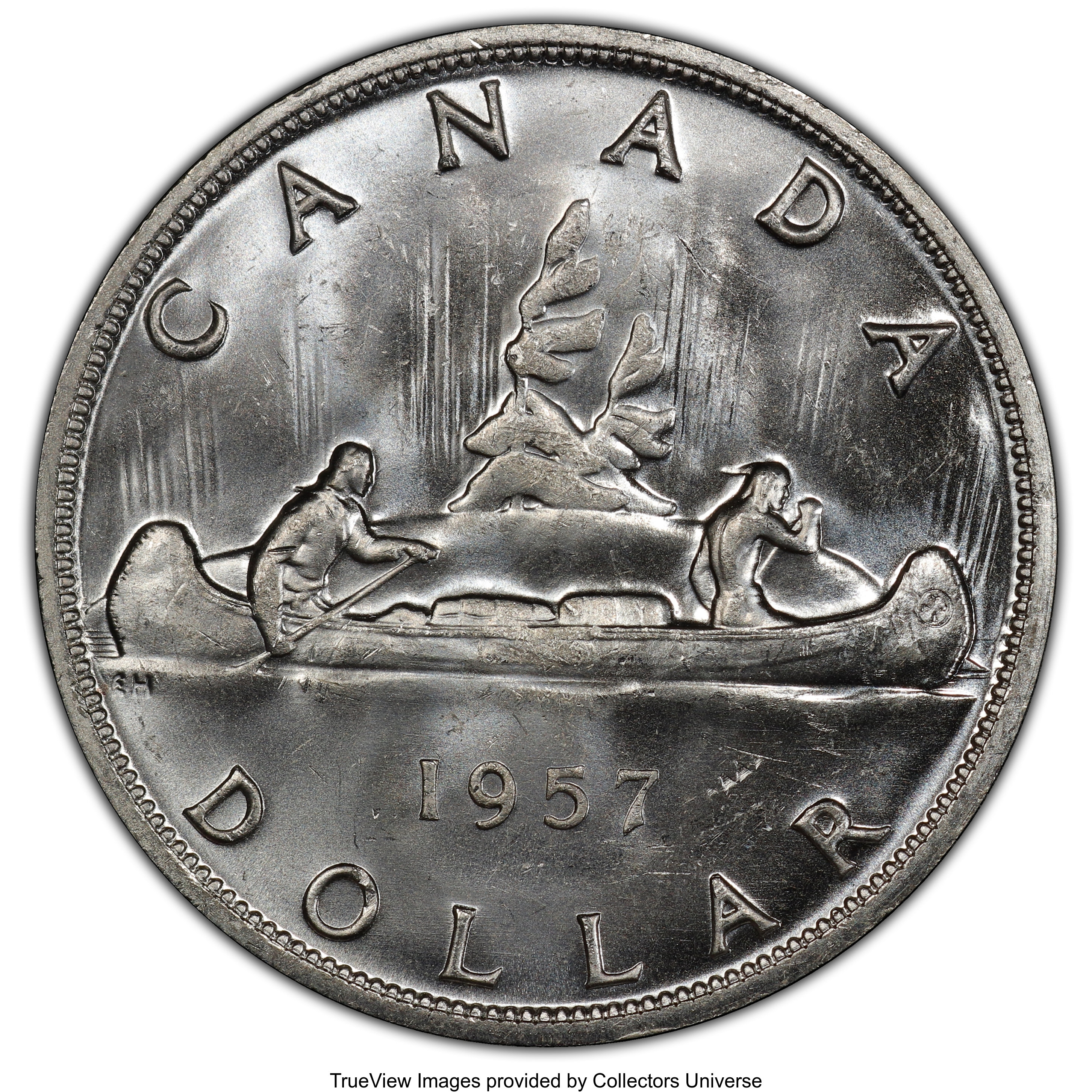 image for: Elizabeth II "One Waterline" Dollar 1957 MS65 PCGS