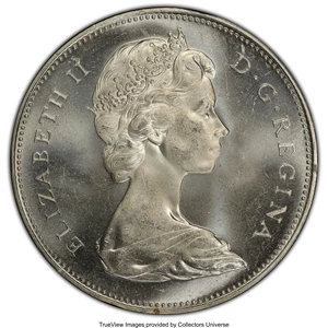 image for: Elizabeth II "Type 5 Medium Beads - Pointed 5" Dollar 1965 MS65 PCGS