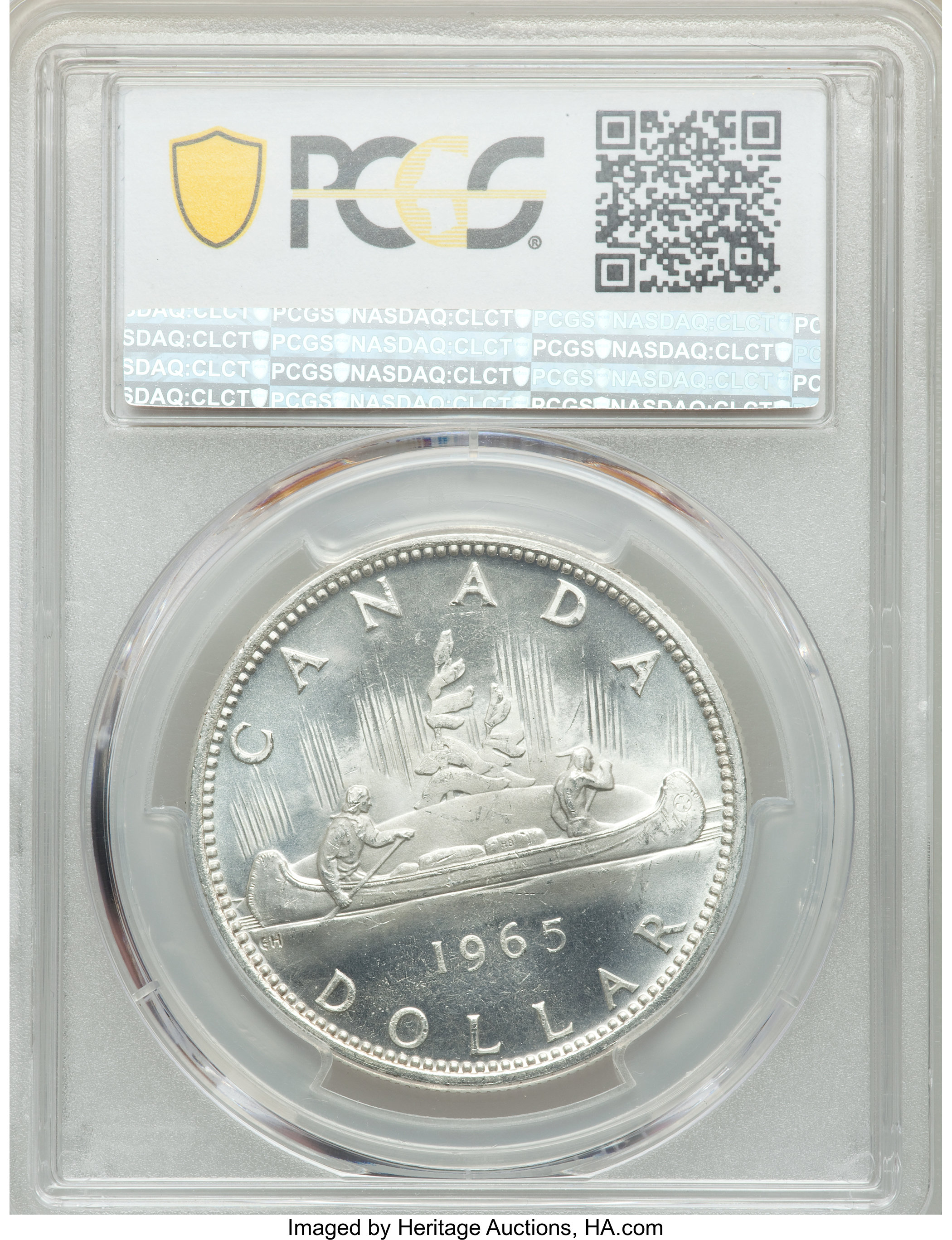 image for: Elizabeth II "Type 4 Large Beads - Pointed 5" Dollar 1965 MS64 PCGS
