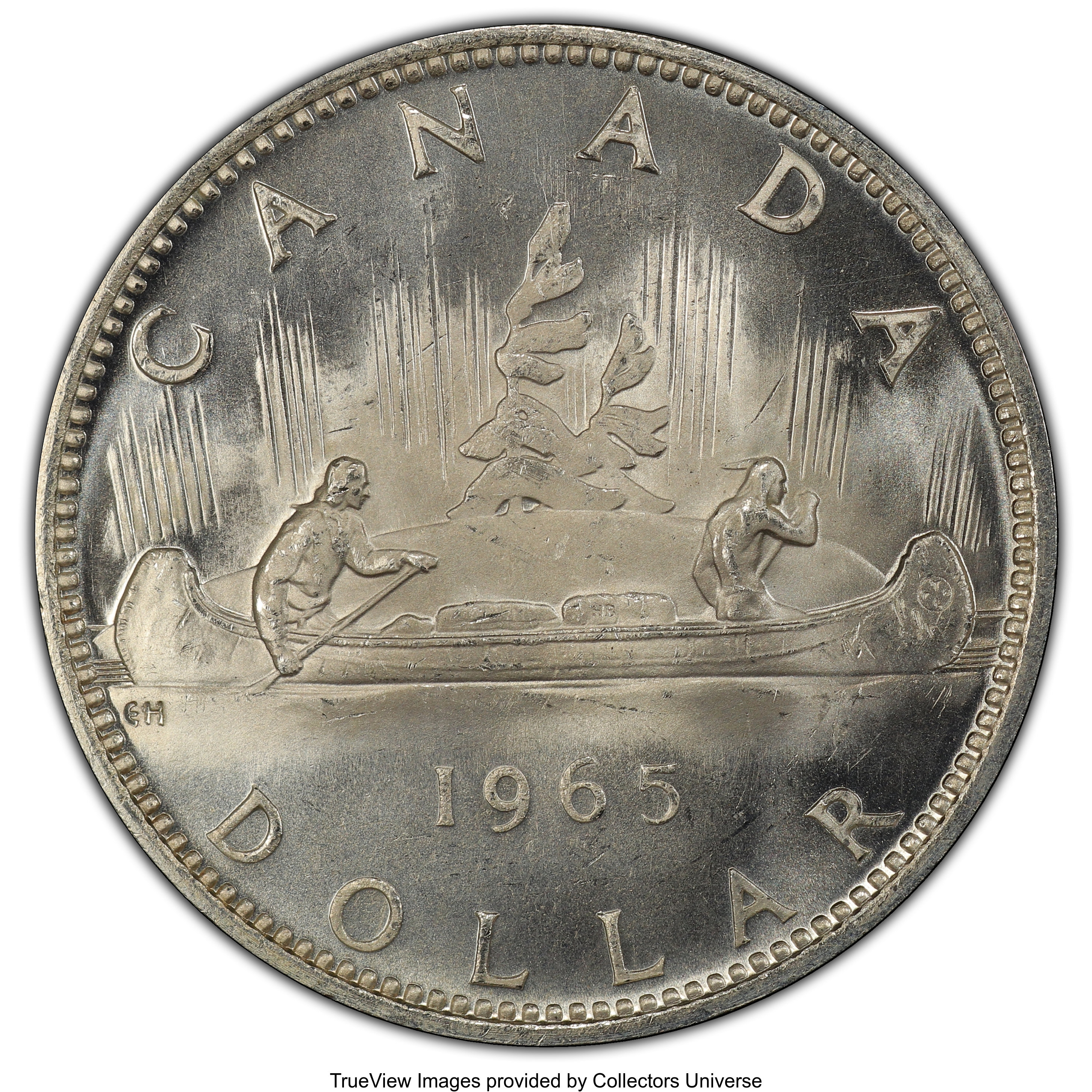 image for: Elizabeth II "Type 4 Large Beads - Pointed 5" Dollar 1965 MS64 PCGS