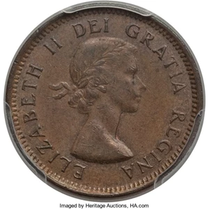 image for: Elizabeth II "No Strap" Cent 1955 MS63 Brown PCGS