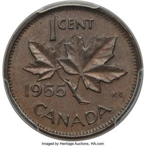 image for: Elizabeth II "No Strap" Cent 1955 MS63 Brown PCGS