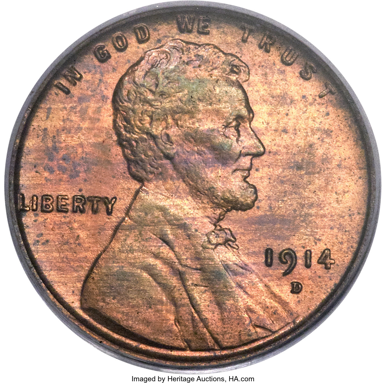 1914-D 1C MS62 Red and Brown PCGS. CAC. ...