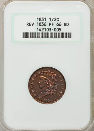image for: 1831 1/2 C Reverse of 1836 PR66 Red NGC. Breen-2, High R.5....