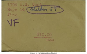 image for: 1794 1C Head of 1794, S-57, B-55, R.1, XF45 NGC. Our EAC Grade VF30....