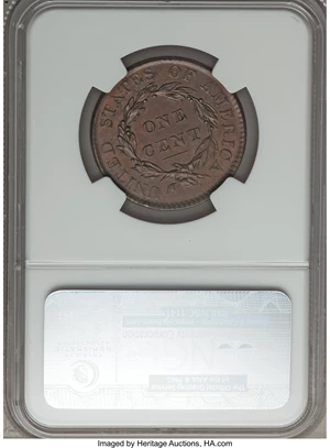 image for: 1820/19 1C N-1, R.1, MS62 Brown NGC. CAC. Our EAC Grade AU55....