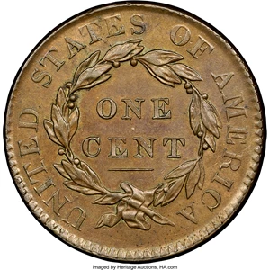 image for: 1820/19 1C N-1, R.1, MS62 Brown NGC. CAC. Our EAC Grade AU55....