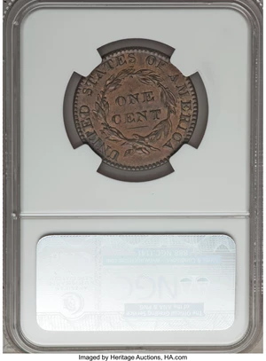 image for: 1822 1C N-3, R.2, MS61 Brown NGC. Our EAC Grade XF45....