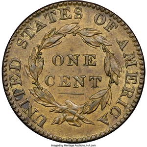 image for: 1822 1C N-3, R.2, MS61 Brown NGC. Our EAC Grade XF45....