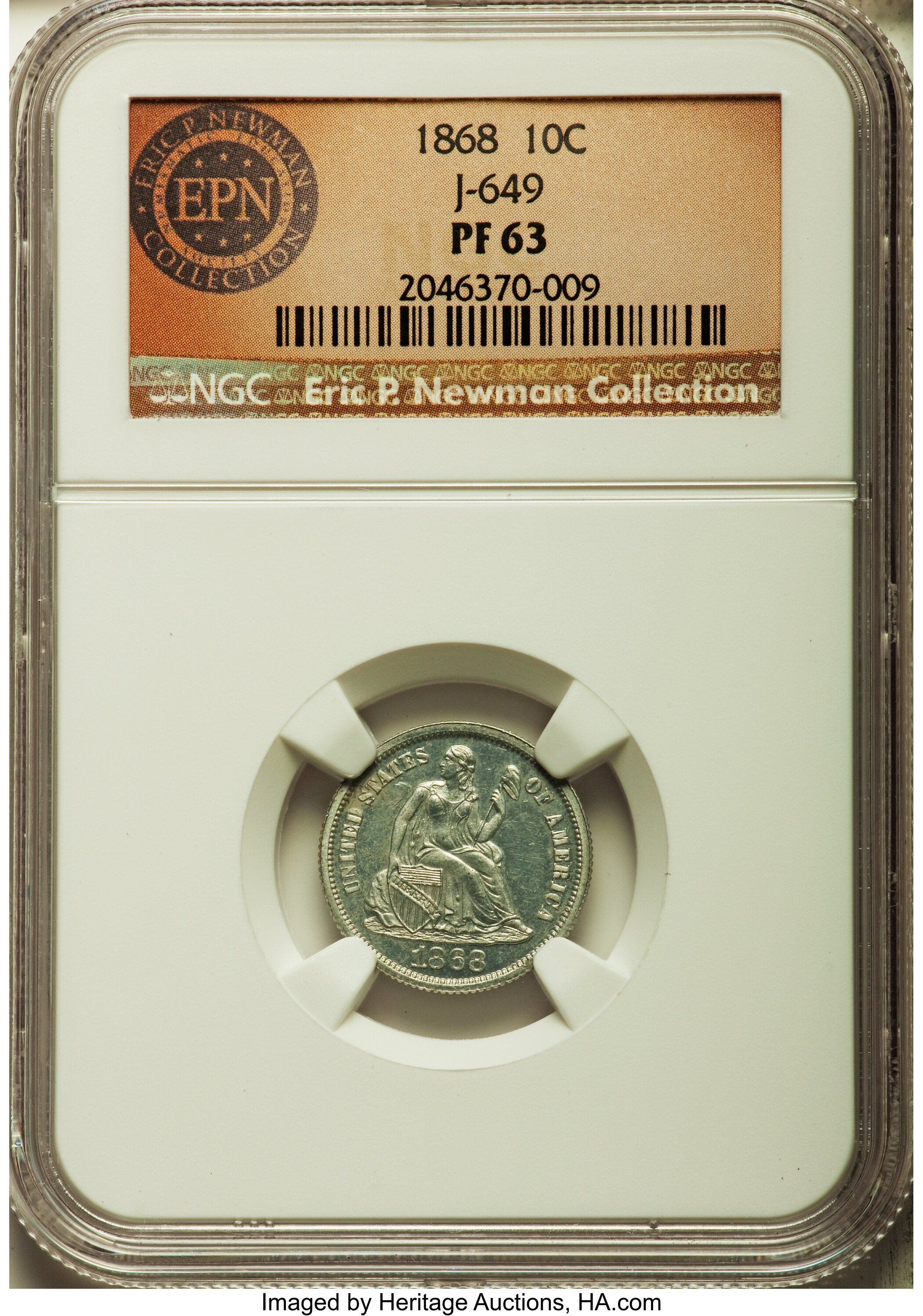 image for: 1868 10C Ten Cents, Judd-649, Pollock-722, Low R.7, PR63 NGC....